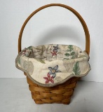 Longaberger Basket With Original Fabric Liner Amercian Cancer Society SIGNED AND DATED 2001