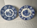 Vintage Blue And White Divided Plates