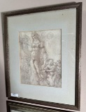Vintage French Neoclassical Print Woman With Children
