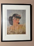 Vintage Oil on Canvas of 50's Girl