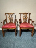 Vintage Pair of Mahogany Chippendale Arm Chairs