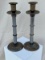 Pair of Maitland Smith Handmade Metal Faux Bamboo Candlesticks