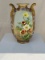 Antique Nippon Floral Vase With Gold Gilt Handles