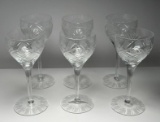 6 Antique Cut Crystal Wine Glasses
