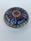 Vintage Blue Cloisonne Trinket Box With Lid.