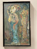 Mid Century Modern Oil On Canvas Painting of Women ARTIST SIGNED