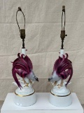 2 Birds Of Paradise Gerold Porzellan Mid Century Modern Lamps