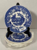 8 Antique Masons Ironstone Blue and White Plates 6.75''