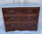 Antique Flame Mahogany Chest With Marble Top And Carved Pulls