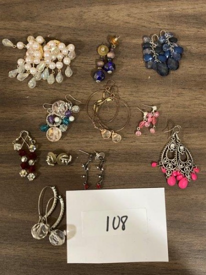 Lot of 11 Costume Earrings
