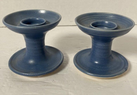Pair of Studio Pottery Candlesticks