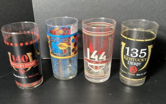 4 Vintage Kentucky Derby Glasses