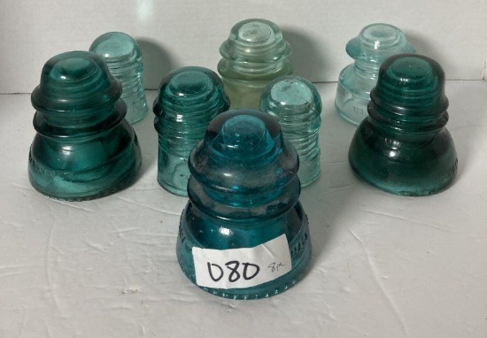 8 Blue Glass Insulators