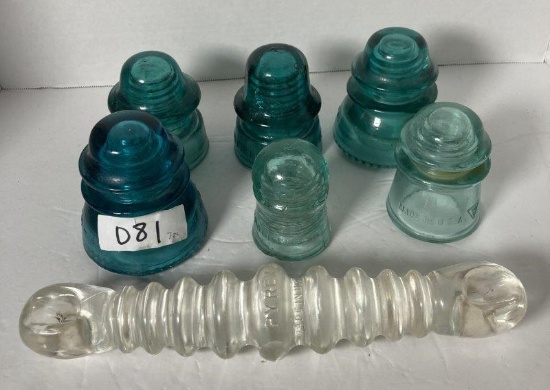 7 Blue Glass Insulators