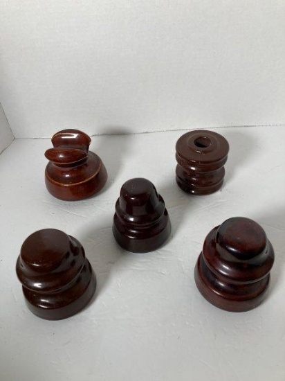 5 Brown Porcelain Insulators