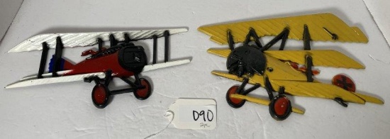 2 Vintage Cast Iron Airplanes