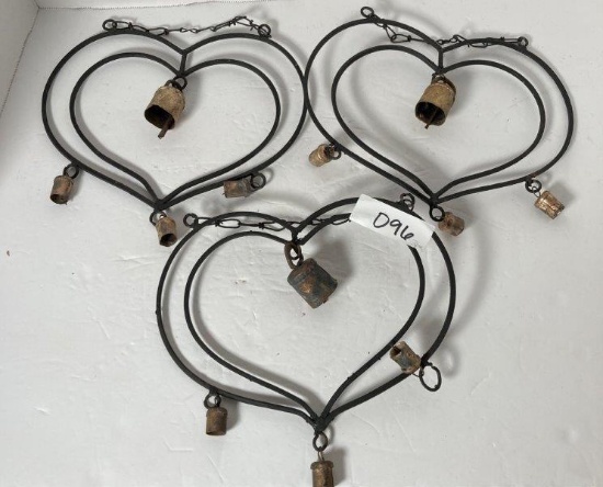 3 Heart Shaped Metal Wind Chimes