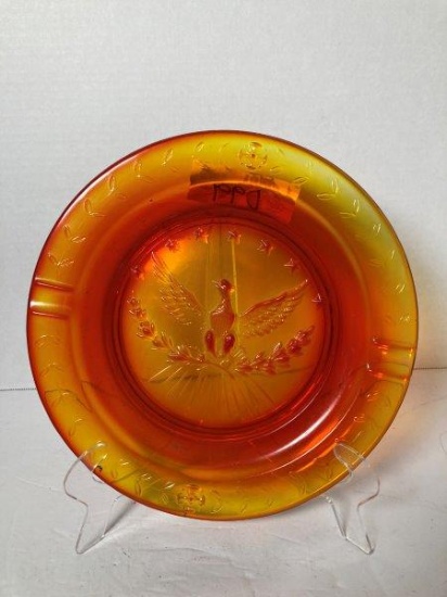 Vintage LE Smith Glass Heritage Ashtray With Eagle