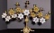Candle Garniture with Glass Flowers