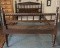 Antique Walnut Turned Poster Bed with Wood Rails