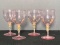 Four Italian Murano Glass Goblets with Gold Flakes
