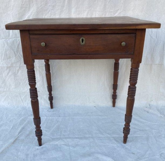 Tennessee or Virginia Cherry One Drawer Stand with Turned Legs