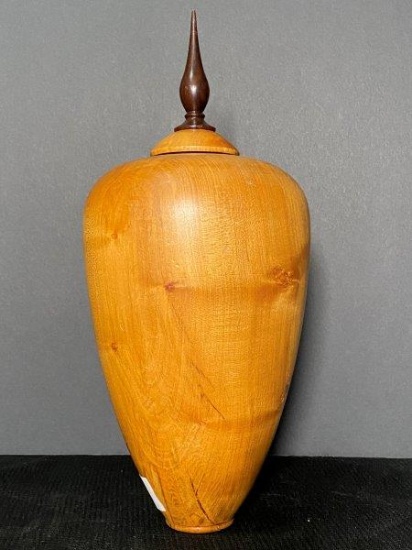 Signed Maple Turned Wood Urn