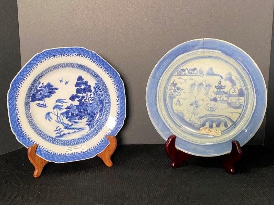 Antique Chinese Nanking Bowl and Canton Plate
