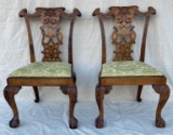 Pair of Heavily Carved Antique Chippendale Chairs
