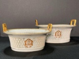 Two Early Chinese Export Reticulated Armorial Baskets
