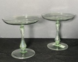 Pair of Green Compotes