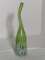 Vintage Hand Blown Glass Green & White Bud Vase