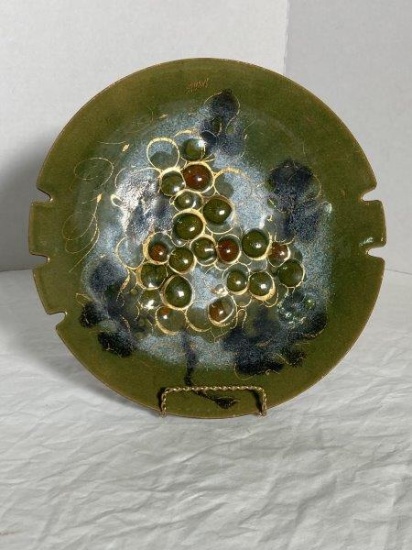 Mid Century Modern Enamel Dish With Grapes By Sasha Brastoff
