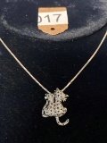 Sterling Silver Cat Pendant With Sterling Chain MARKED