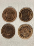 4 Vintage Rob Gentry Pottery Historic Pendleton Wall Plaques