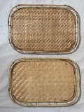 2 Mid Century Modern Bamboo Serving Trays