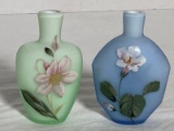 2 Vintage Hand Painted Glass Perfume Bottles-1 Uranium