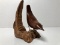 Vintage Hand Carved Bird Sculpture on Burled Wood ARTIST SIGNED