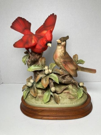 Andrea By Sadek Porcelain Figure "Group Of Cardinals" With Stand