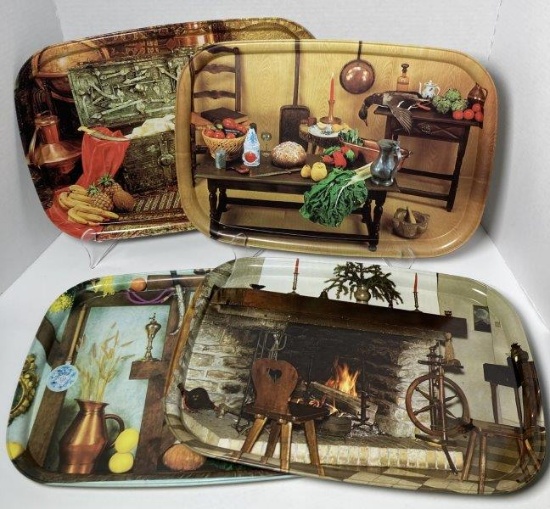 4 Vintage Metal Television Trays