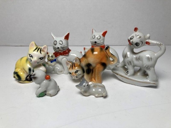 7 Vintage Cat Figurines