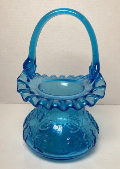Kanawha Blue Grapevine Basket With Ruffle Edge