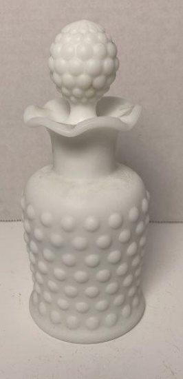 Vintage Imperial Milk Glass Hobnail Dresser Bottle With Stopper