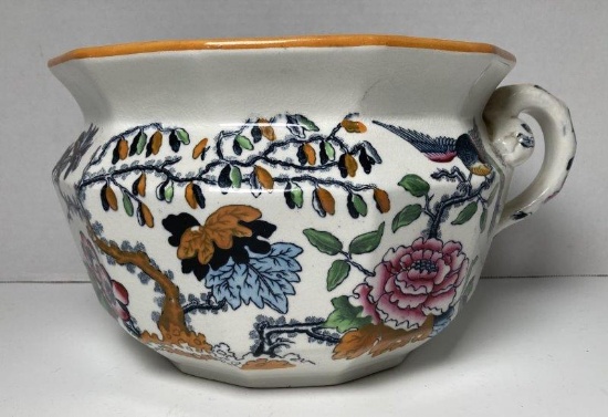 Antique Masons Ironstone Pot with Bird Decoration