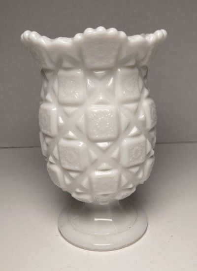 Vintage Westmoreland Quilted Celery Pedestal Vase