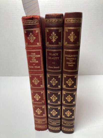 3 Vintage Fine Editions Leather Bound Press Books