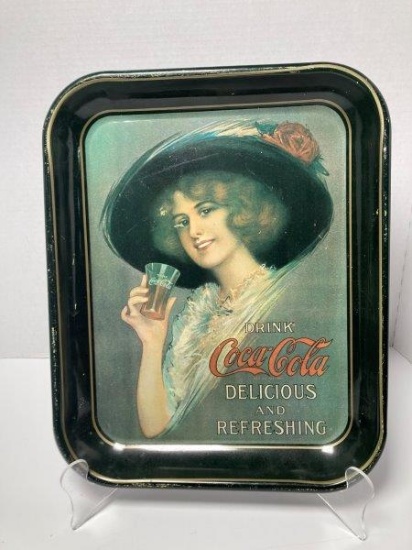 Vintage Coca-Cola Tin Tray With Women in Hat