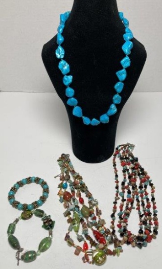 Natural Stone and Glass Bead Lot