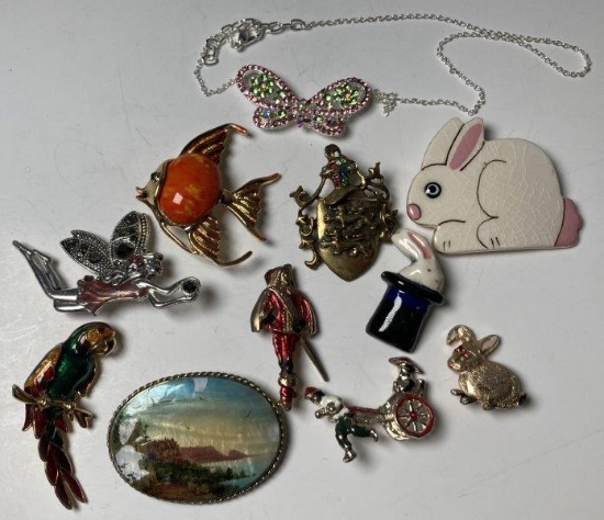 Lot of Costume Jewelry Pins and More