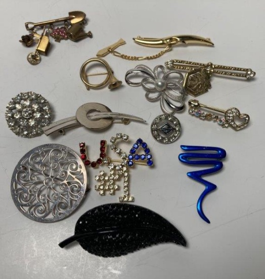Lot of 13 Costume Jewelry Pins